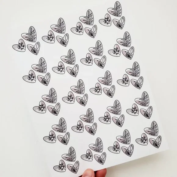 LB068 Neutral Palette Abstract Heart Line Art Plants Sticker Sheets [Price Firm] - Picture 3 of 12
